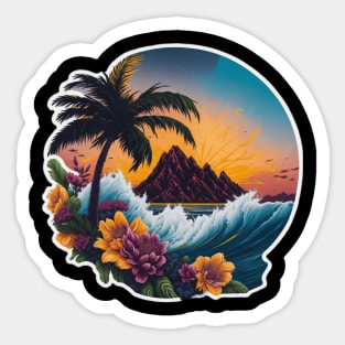 Palm trees in a beach Sticker